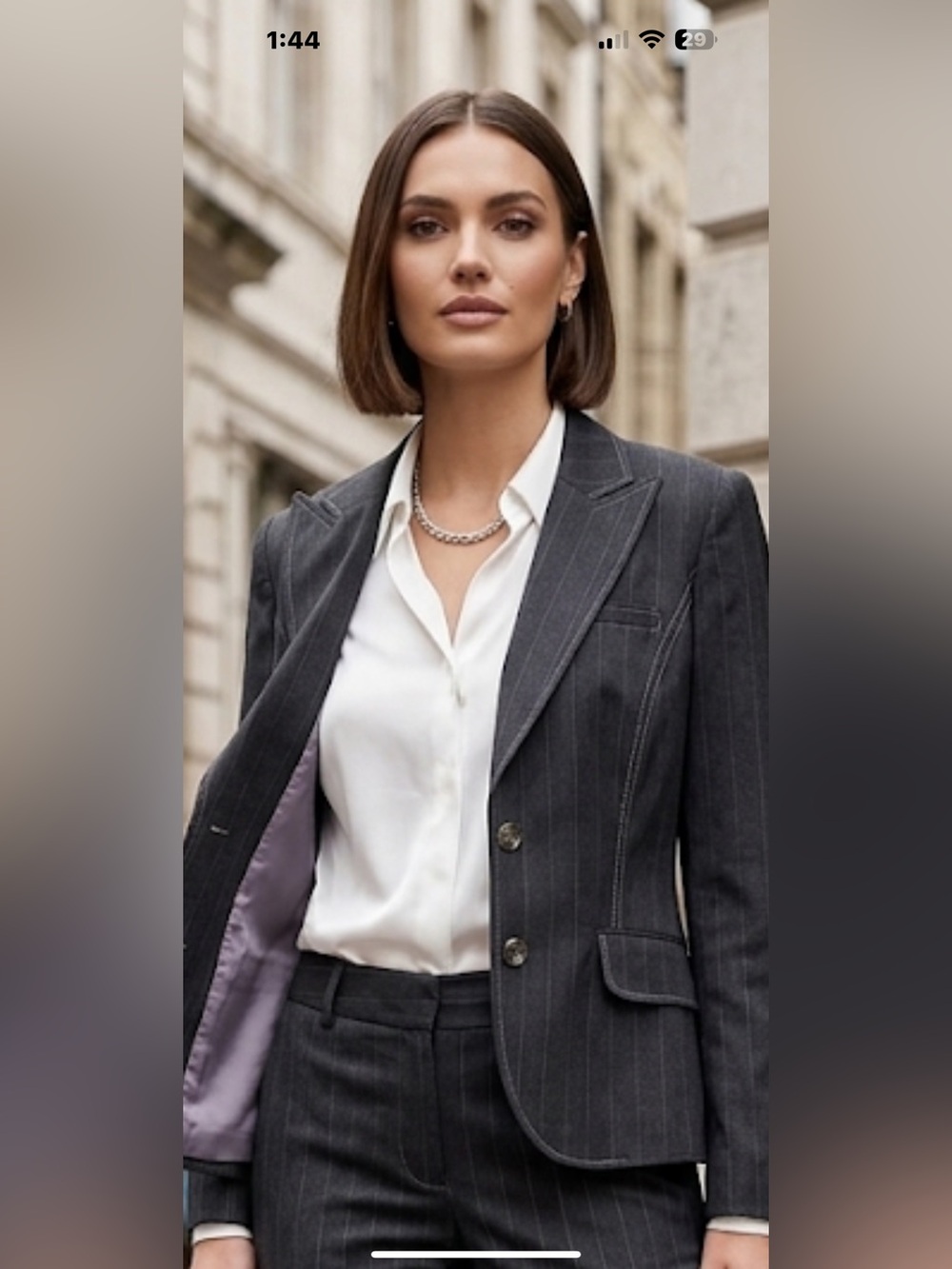 ABS Allen Schwartz Gray Pinstripe Tailored Blazer
